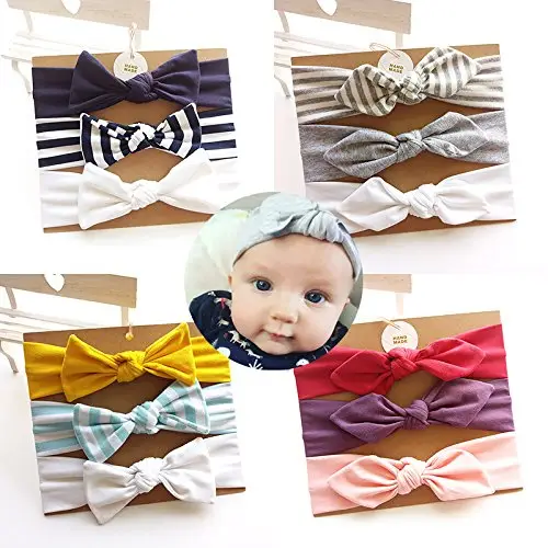 Vellette Cerchietti e Fasce per Capelli Fascia Capelli Bimba Cotone Bowknot Elastica Colori Diversi Regalo per Neonate miniatura 2