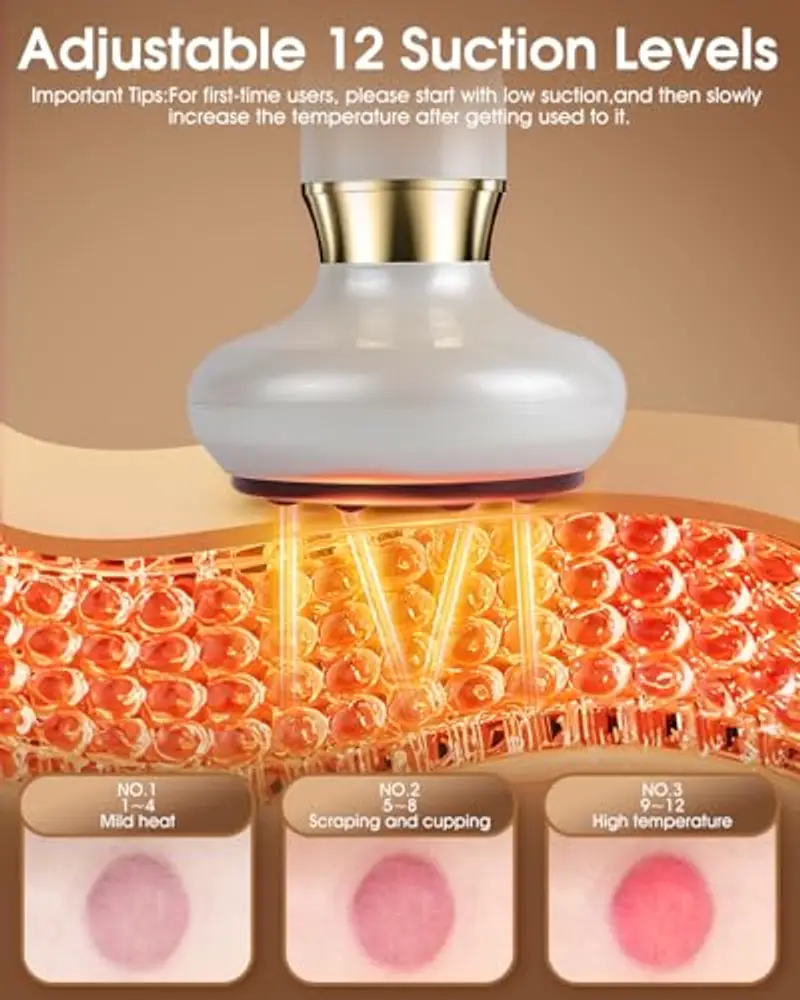 Velora Massaggiatore Anti Cellulite, Massaggiatore Anticellulite, 12 Dispositivo Elettrico Guasha Regolabile, Massaggiatore Anticellulite Vuoto, Riduce il Dolore Muscolare (Bianco) miniatura 2