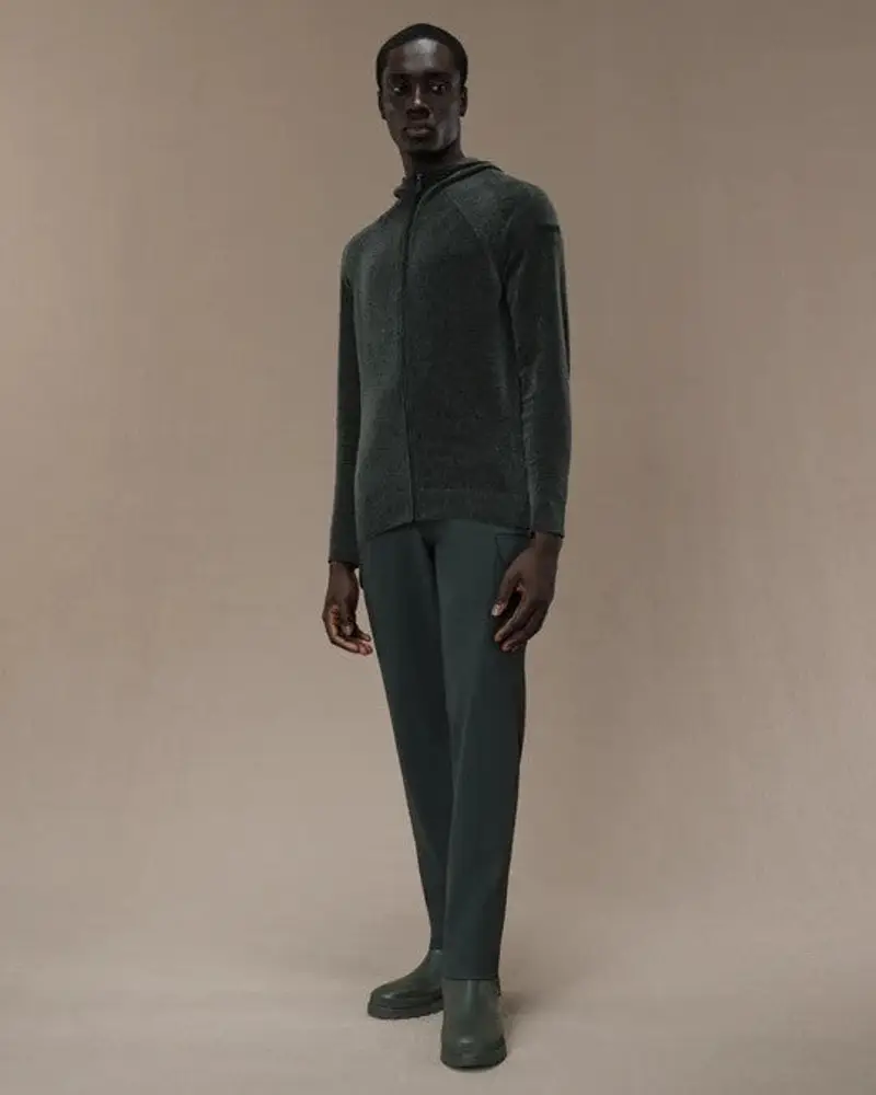 Velvet Hood Zip Knit Asfalto miniatura 2