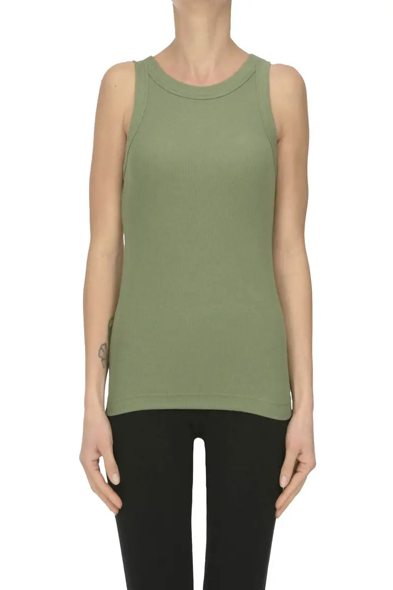 Tank top a costine Verde oliva