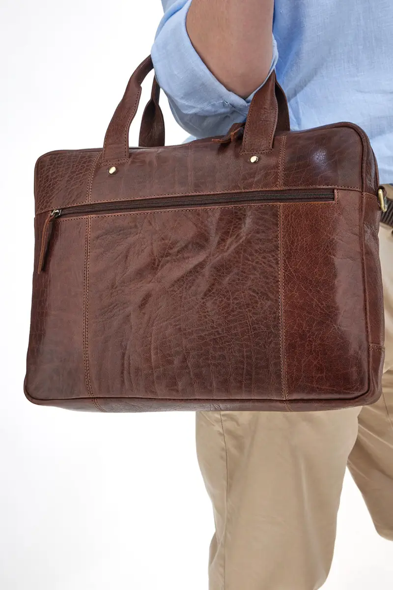 Ventiquattrore in Pelle NBG 333-1 Marrone miniatura 3