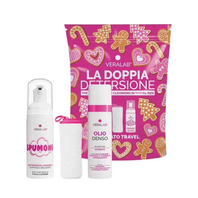 Kit Viso Kit Doppia Detersione Travel - Mousse detergente viso,Olio struccante,Cofanetto trattamento