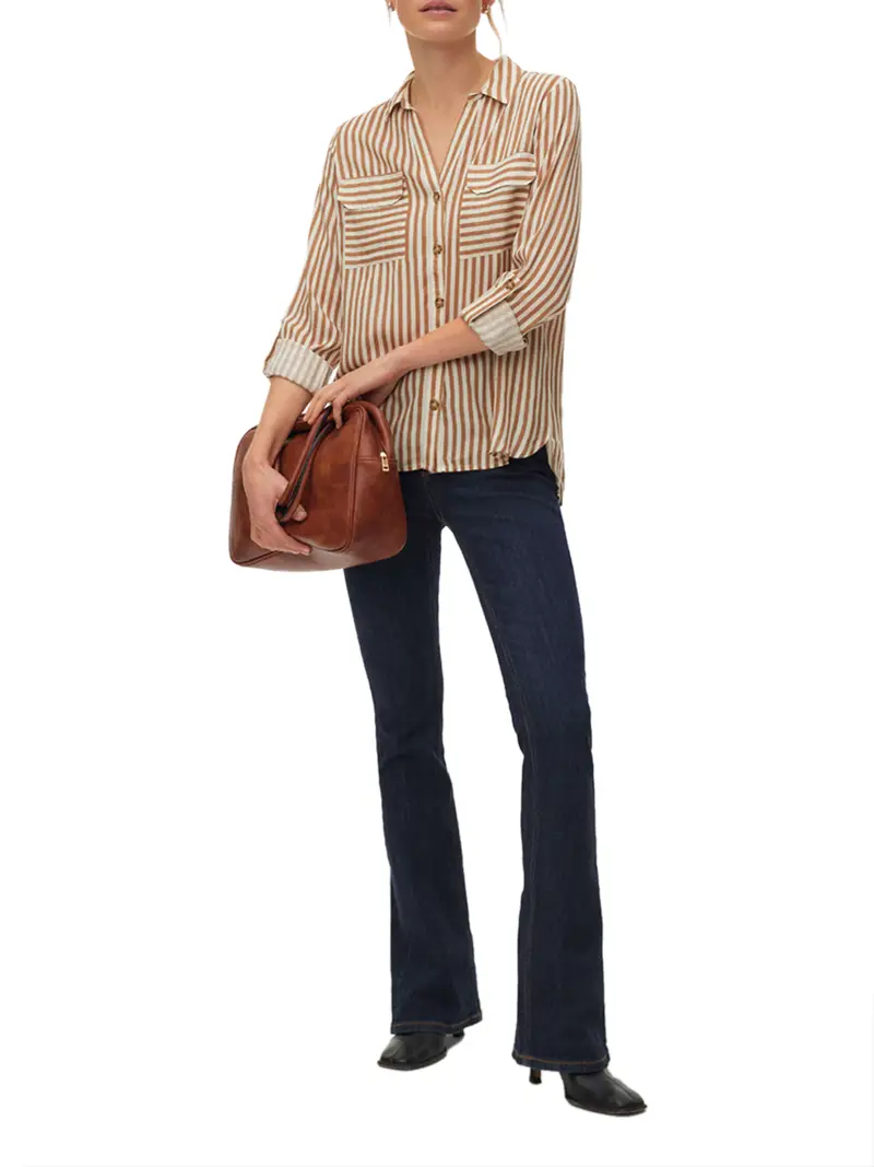 camicia casual vero moda bumpy da donna - marrone