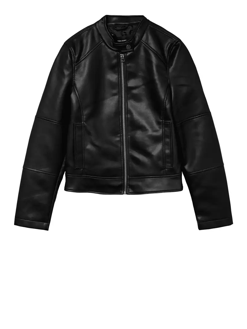 giubbino di pelle vero moda da donna - nero