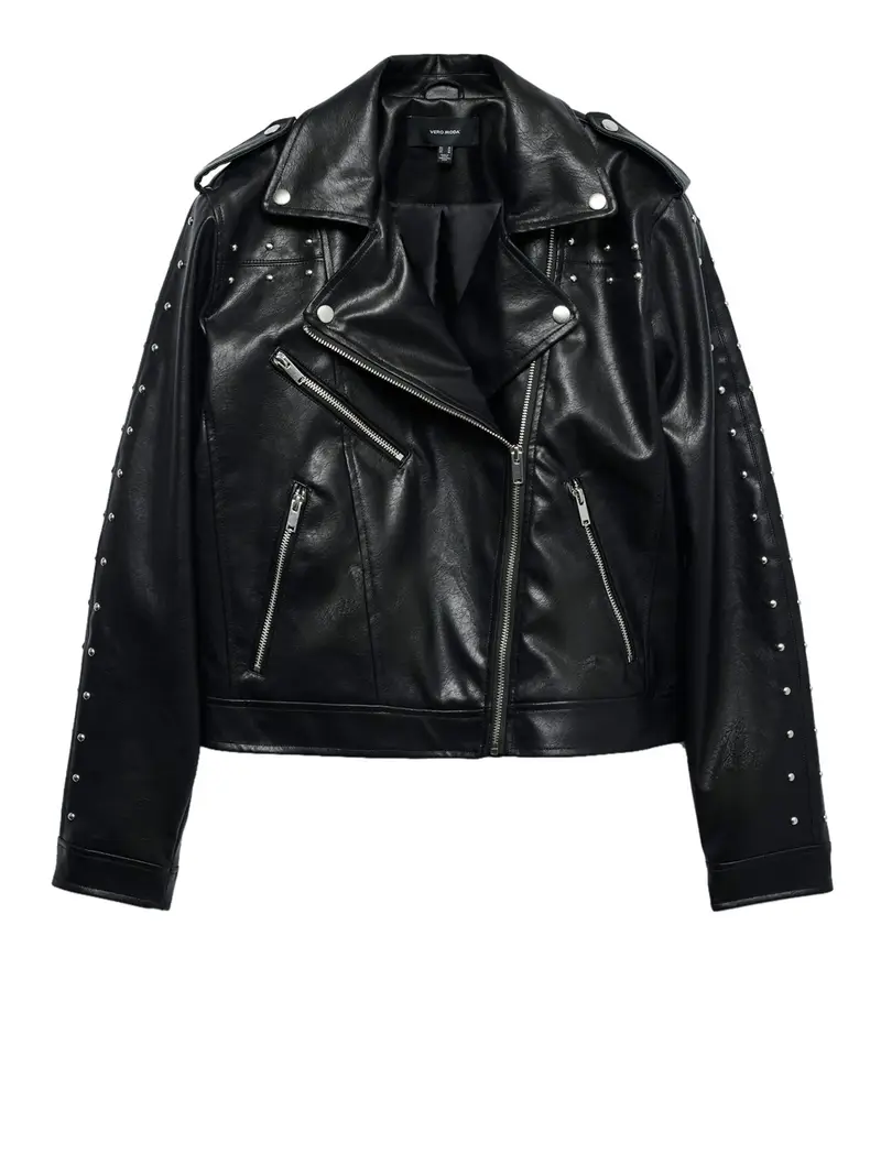 giubbino di pelle vero moda da donna - nero