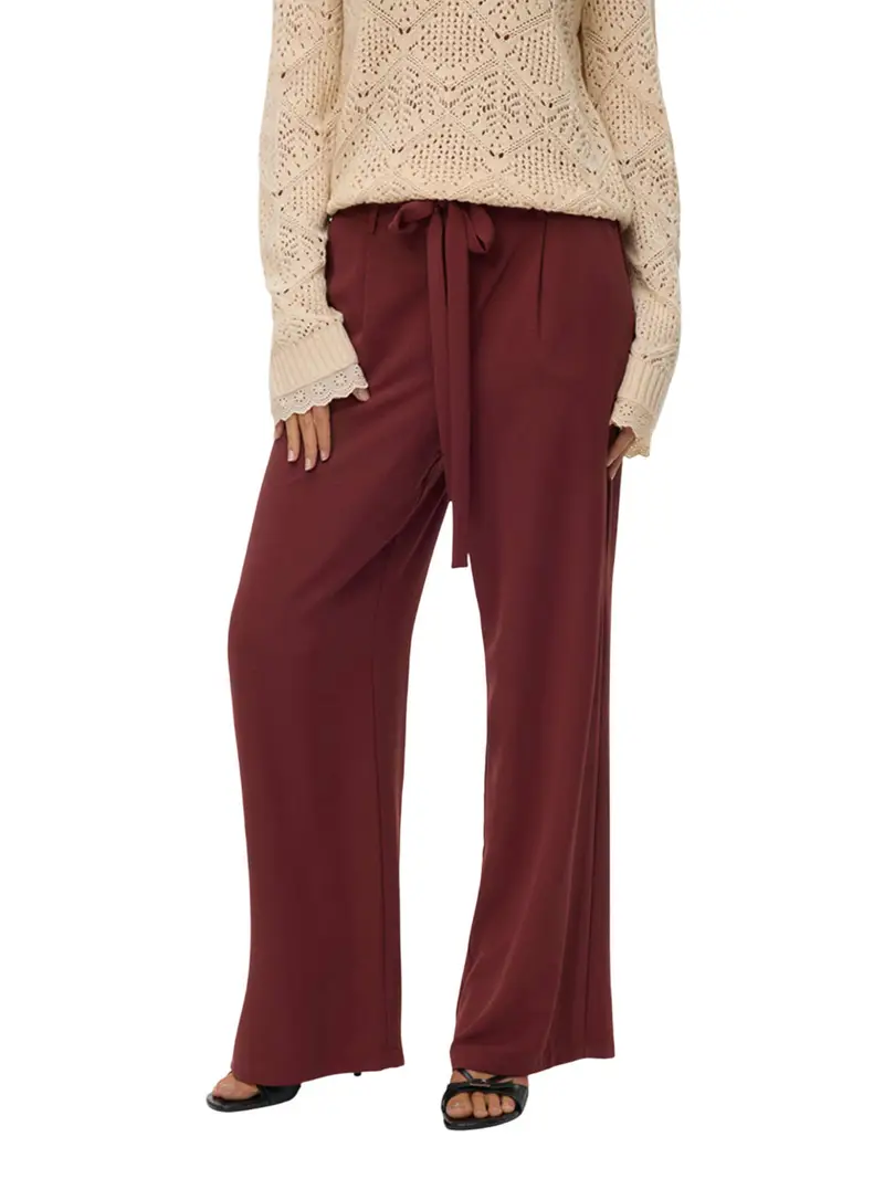 pantalone straight vero moda jadina da donna - bordeaux