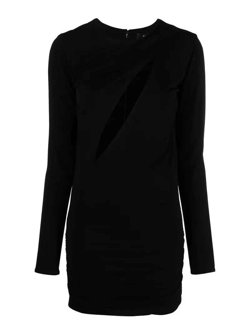 Abito girocollo cut-out con zip posteriore Nero