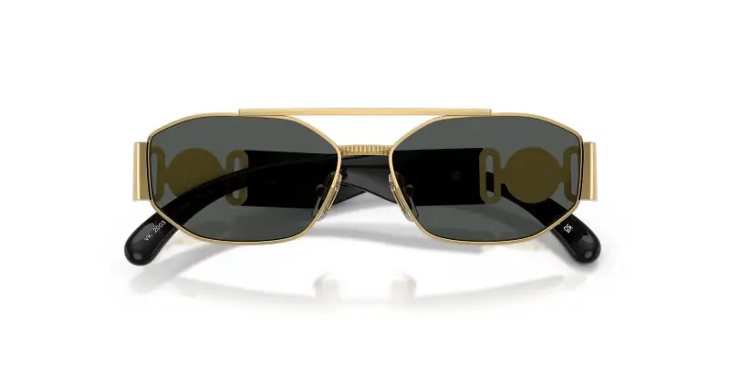 Bambino Versace VK2003 100287 Occhiali da sole Metallo Oro Grigio Squadrata Normale miniatura 2