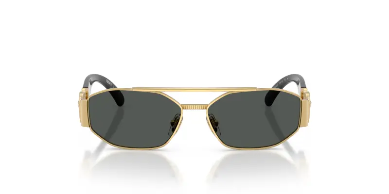 Bambino Versace VK2003 100287 Occhiali da sole Metallo Oro Grigio Squadrata Normale miniatura 3