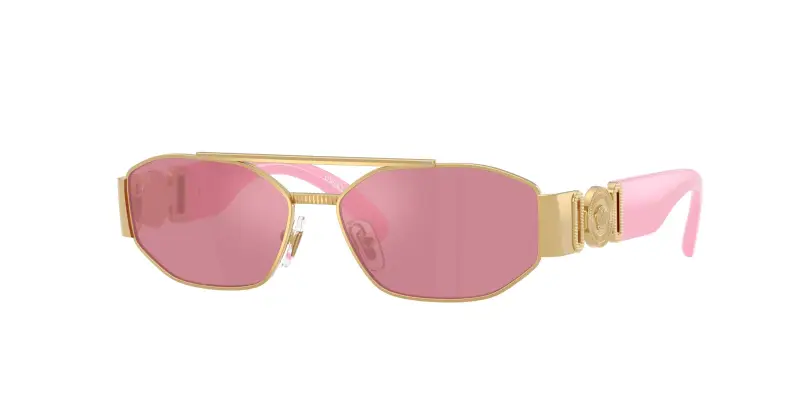 Bambino Versace VK2003 10029L Occhiali da sole Metallo Oro Rosa Squadrata Specchiate