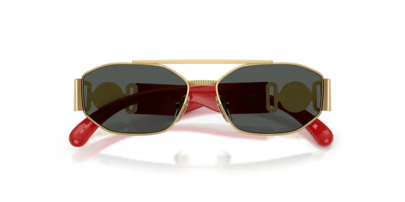 Bambino Versace VK2003 151287 Occhiali da sole Metallo Oro Grigio Squadrata Normale miniatura 2