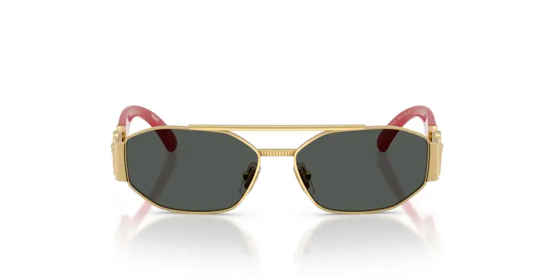 Bambino Versace VK2003 151287 Occhiali da sole Metallo Oro Grigio Squadrata Normale miniatura 3