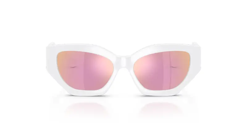 Bambino Versace VK4007U 314/1T Occhiali da sole Iniettato Bianco Rosa Geometrica Specchiate miniatura 3