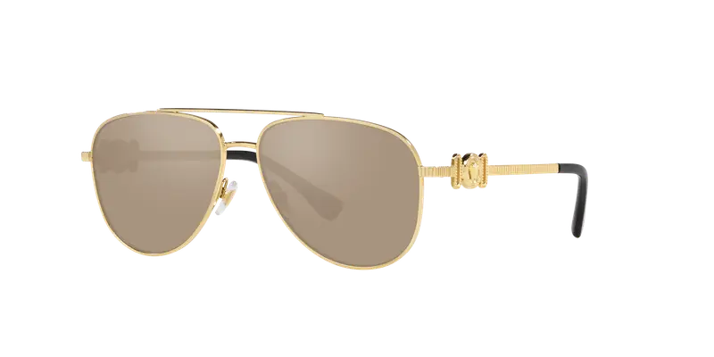 Versace Bambino VK2002 10025A Occhiali da sole Metallo Oro Marrone Pilot Specchiate Specchiato miniatura 2