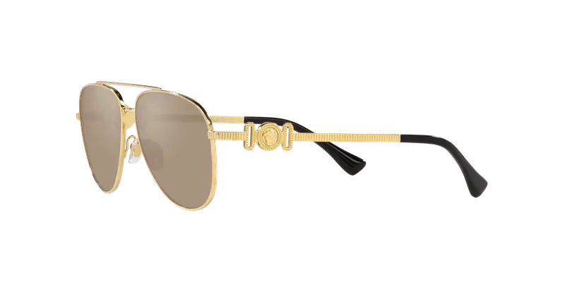 Versace Bambino VK2002 10025A Occhiali da sole Metallo Oro Marrone Pilot Specchiate Specchiato miniatura 3