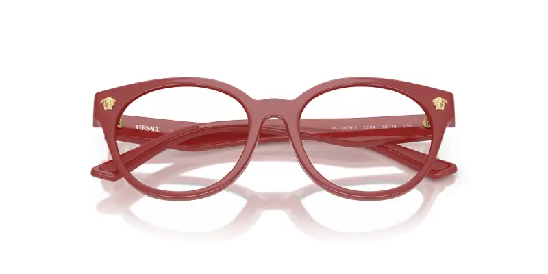 Bambino VK3009U 5504 Montature da vista Iniettato Rosso Trasparente Rotonda Normale miniatura 2