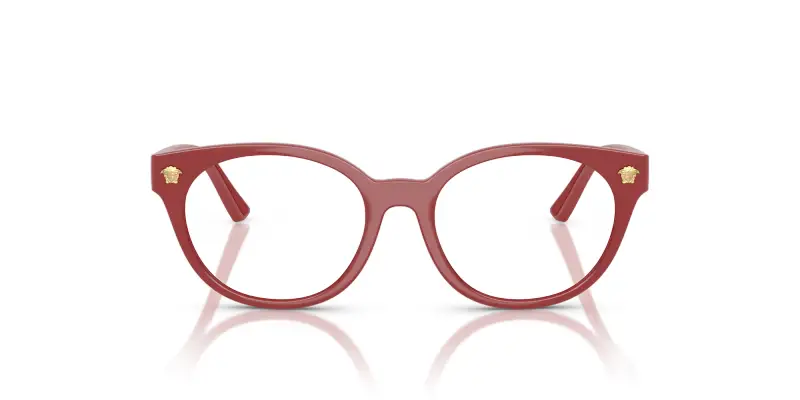 Bambino VK3009U 5504 Montature da vista Iniettato Rosso Trasparente Rotonda Normale miniatura 3