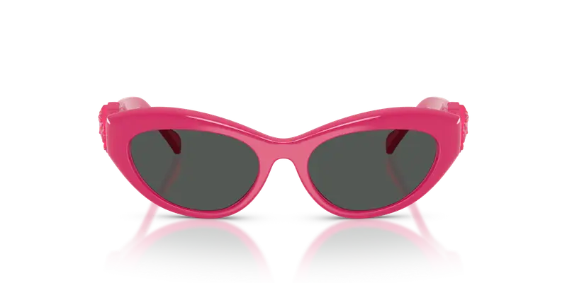 Versace Bambino VK4005U 552787 Occhiali da sole Iniettato Rosa Grigio Cat Eye Normale miniatura 2