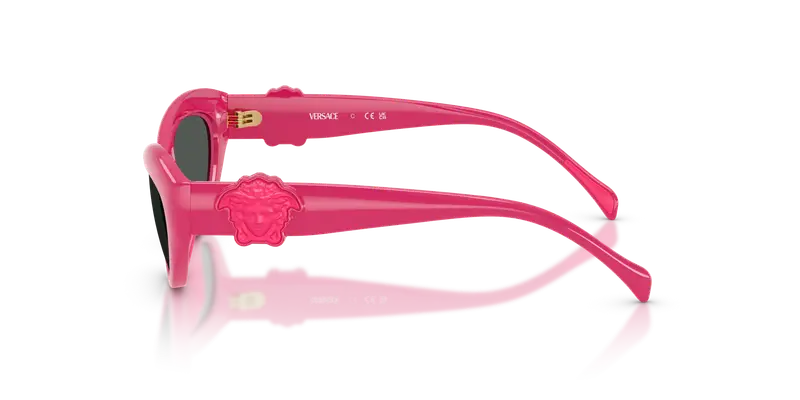 Versace Bambino VK4005U 552787 Occhiali da sole Iniettato Rosa Grigio Cat Eye Normale miniatura 3