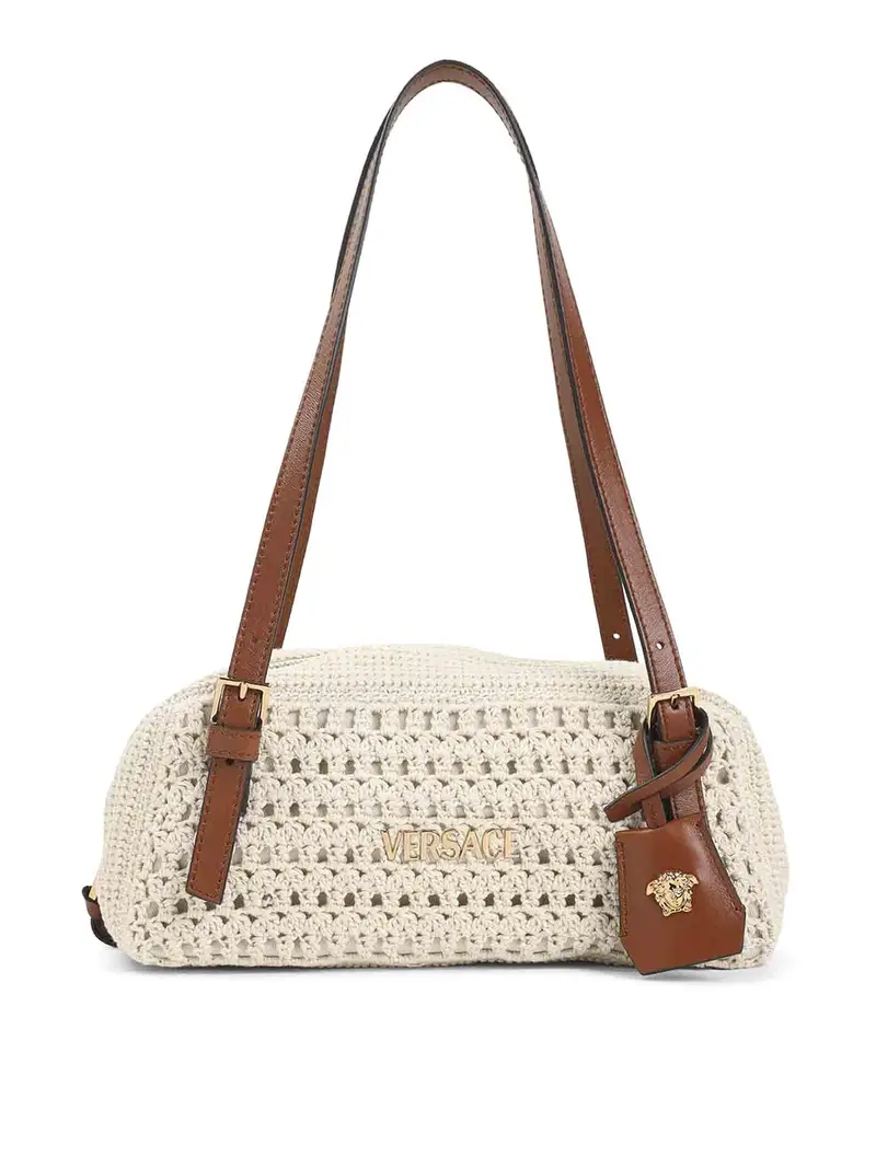 Borsa a tracolla all uncinetto Beige