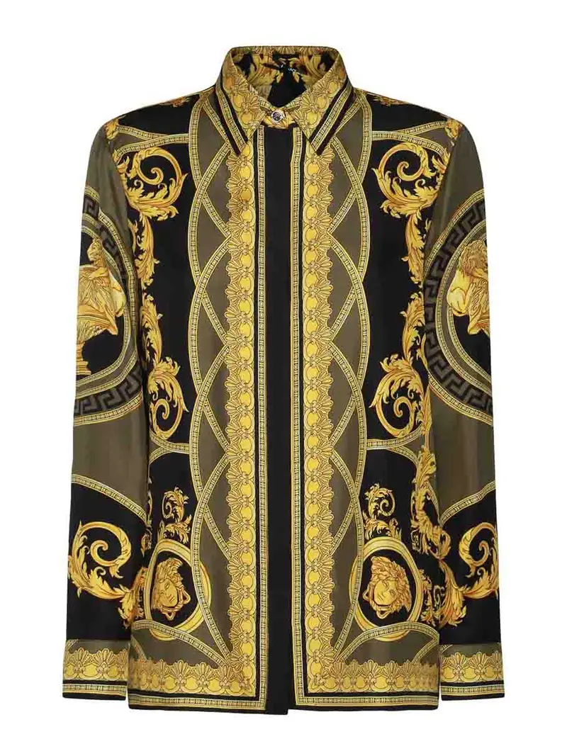 Camicia Di Seta Oro E Nera