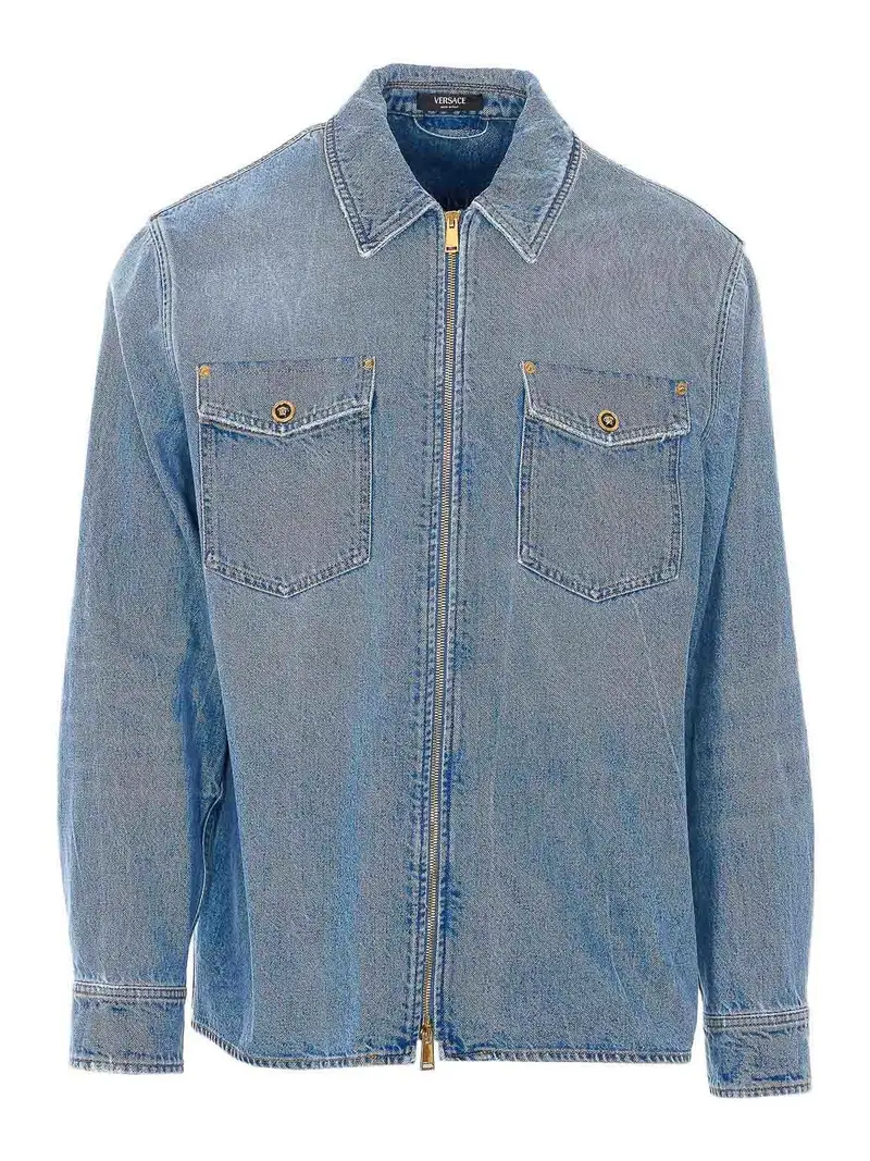 Camicia in denim con cerniera Blu