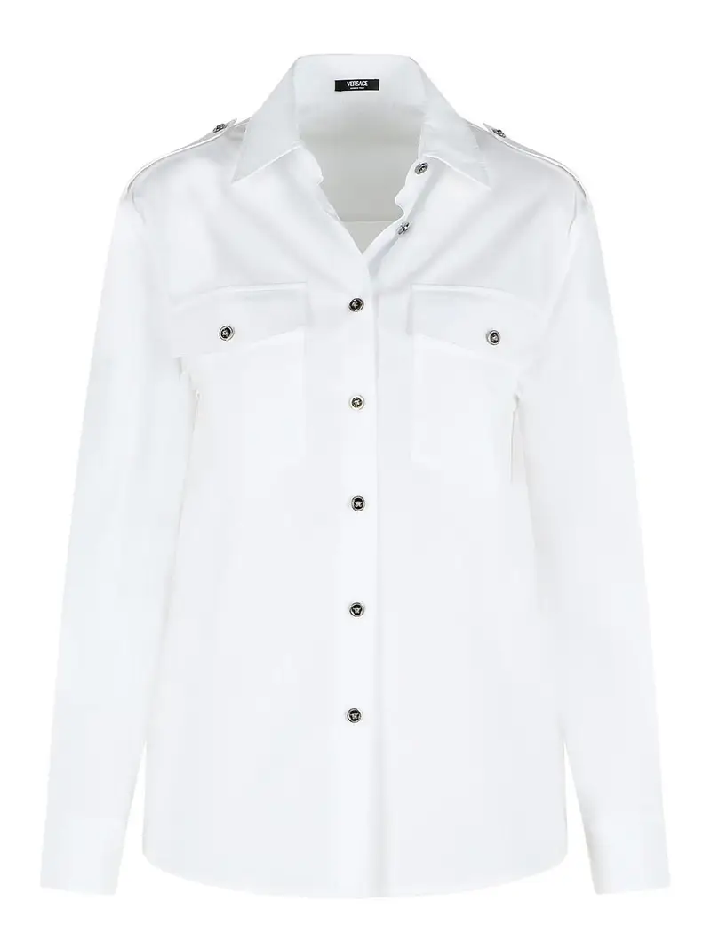Camicia Regular In Popeline Di Cotone Bianco