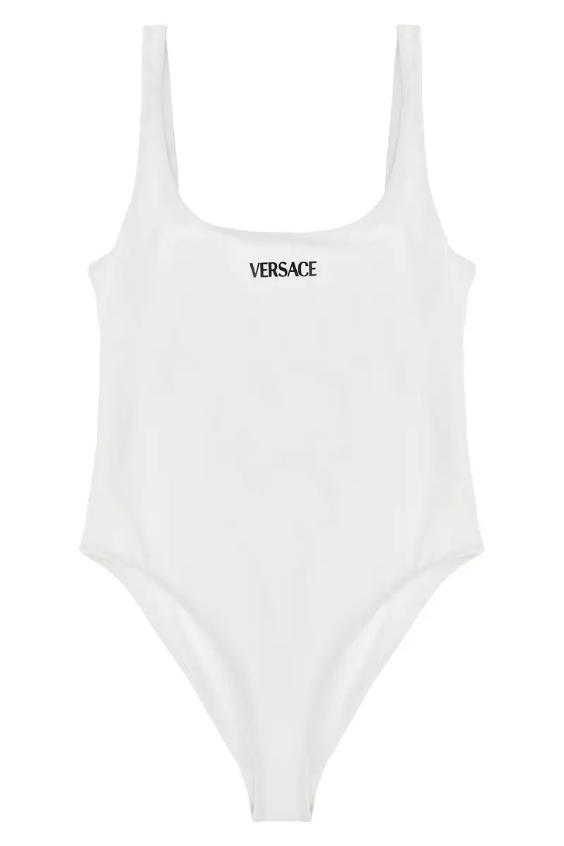Costume Intero Versace Logo Bianco