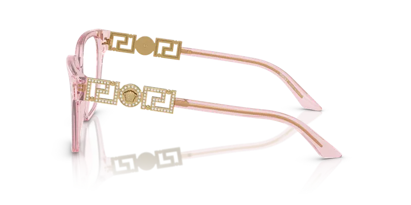 Versace Donna VE3358B 5472 Montature da vista Acetato Rosa Trasparente Geometrica Normale miniatura 3