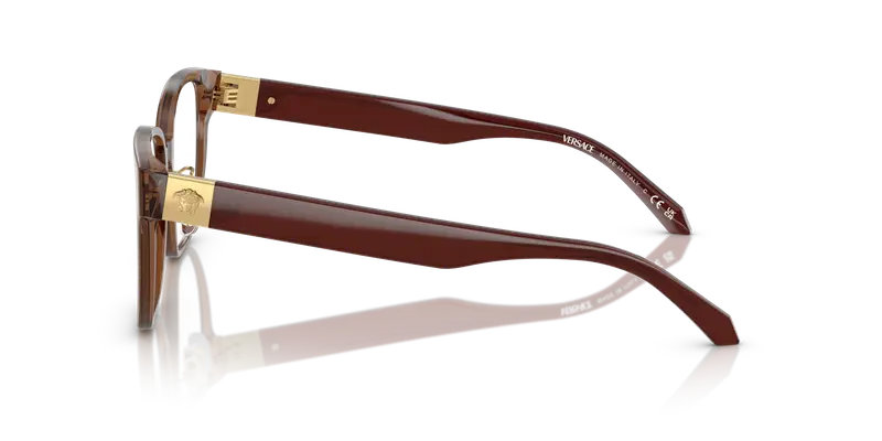 Versace Donna VE3360D 5028 Montature da vista Acetato Marrone Trasparente Squadrata Normale miniatura 3