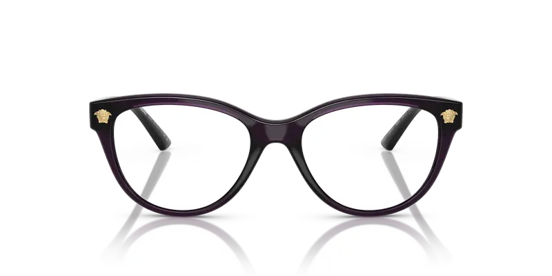 Versace Donna VE3365U 5263 Montature da vista Iniettato Viola Trasparente Cat Eye Normale miniatura 2