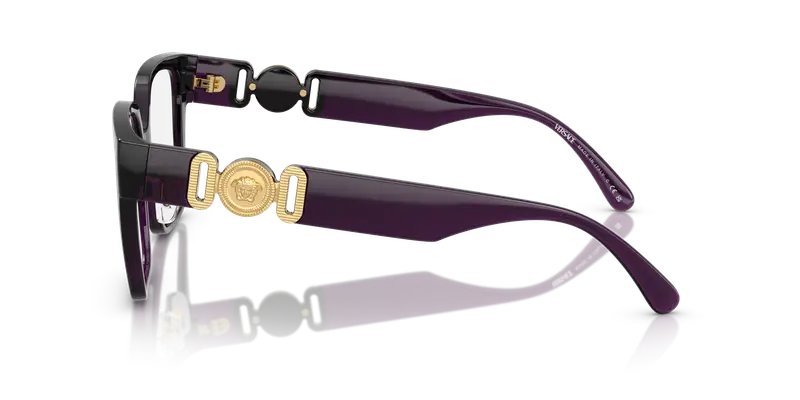 Versace Donna VE3371D 5263 Montature da vista Iniettato Rosso Trasparente Squadrata Normale miniatura 3