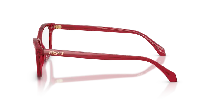 Versace Donna VE3375 5520 Montature da vista Acetato Rosso Trasparente Cat Eye Normale miniatura 3