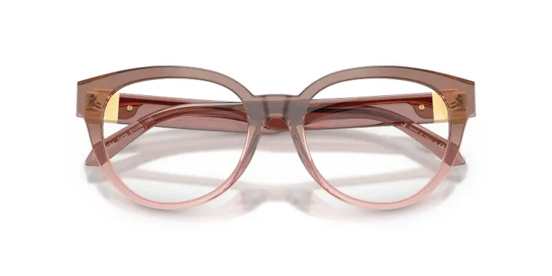 Donna VE3384 5435 Montature da vista Acetato Marrone Trasparente Rotonda Normale miniatura 2