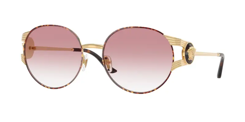 Donna Versace VE2303 15253B Occhiali da sole Metallo Oro Rosa Rotonda Normale Sfumato
