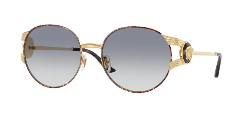 Donna Versace VE2303 152579 Occhiali da sole Metallo Oro Blu Rotonda Normale Sfumato