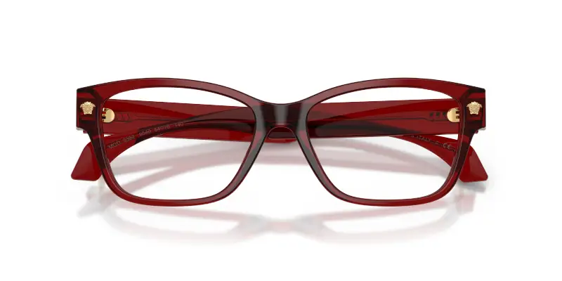Donna Versace VE3392 5540 Montature da vista Acetato Rosso Trasparente Cat Eye Normale miniatura 2