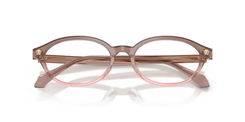 Donna Versace VE3393D 5435 Montature da vista Acetato Marrone Trasparente Rotonda Normale miniatura 2