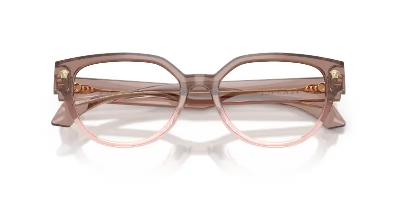 Donna Versace VE3394D 5435 Montature da vista Acetato Marrone Trasparente Cat Eye Normale miniatura 2