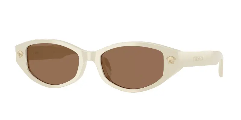 Donna Versace VE4512D 554473 Occhiali da sole Acetato Bianco Marrone Cat Eye Normale