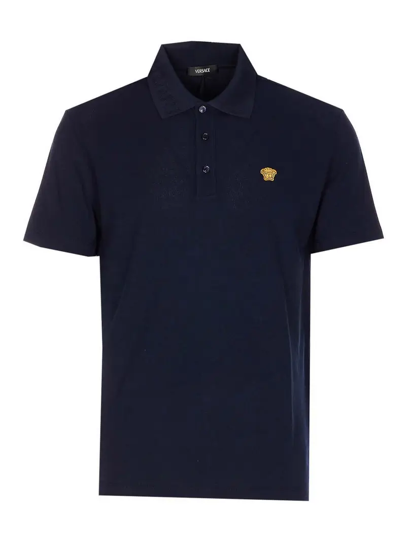 Embroidered Medusa Polo Blu