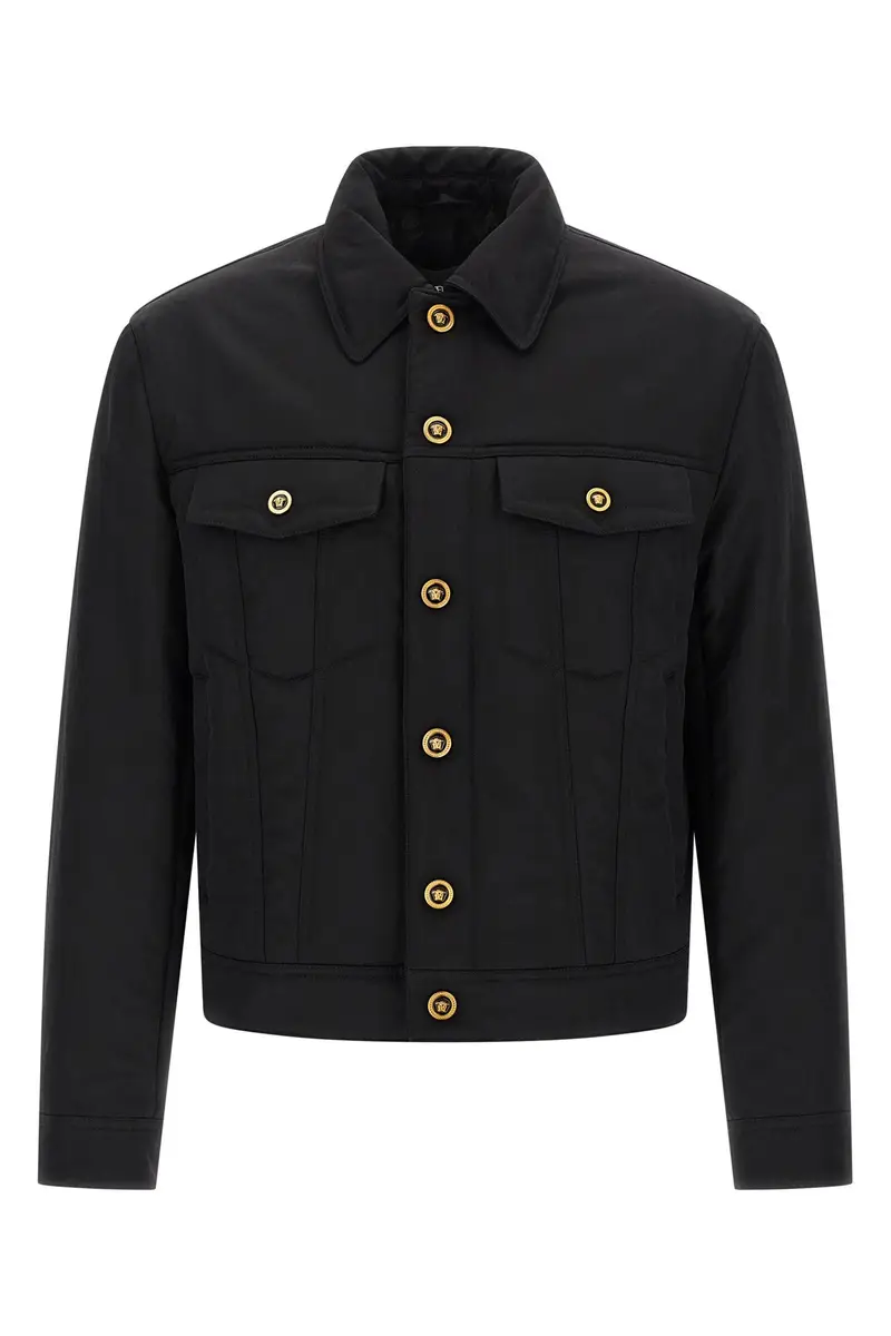 Versace Giacca Bottoni Medusa Nero in Nylon