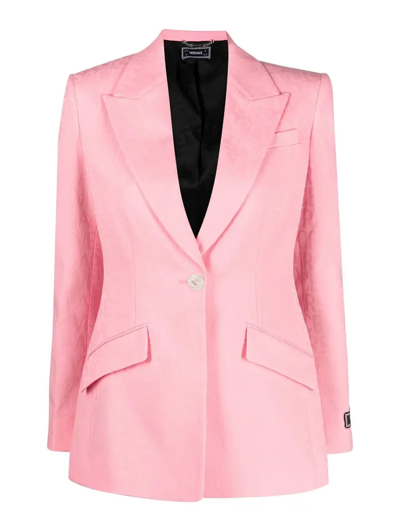 Giacca monopetto logata all over Color Carne E Neutri