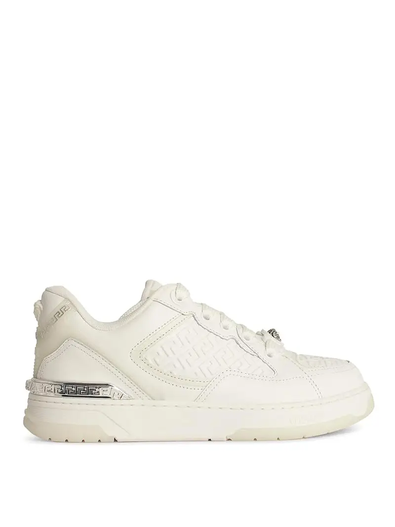 Greca White Leather Blend Sneaker Bianco