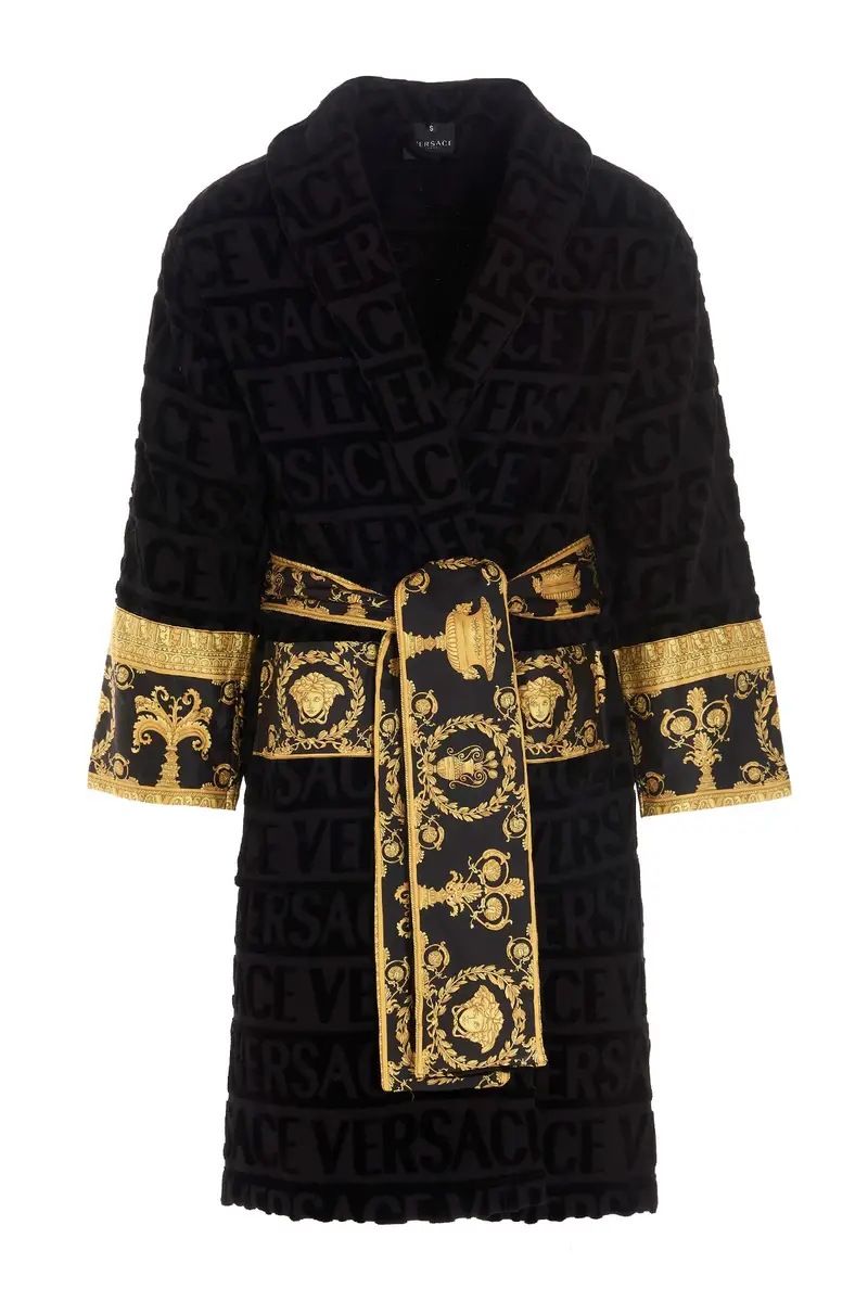 Accappatoio Logo In Rilievo Nero