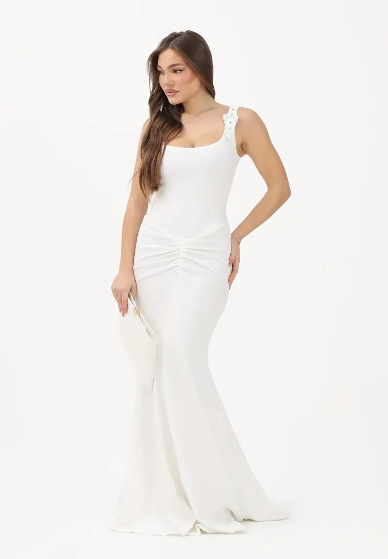 Abito lungo bianco da donna con fibbie Baroque miniatura 2