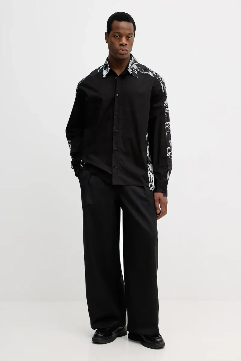 camicia in cotone uomo colore nero 79GAL212 NS698 miniatura 2