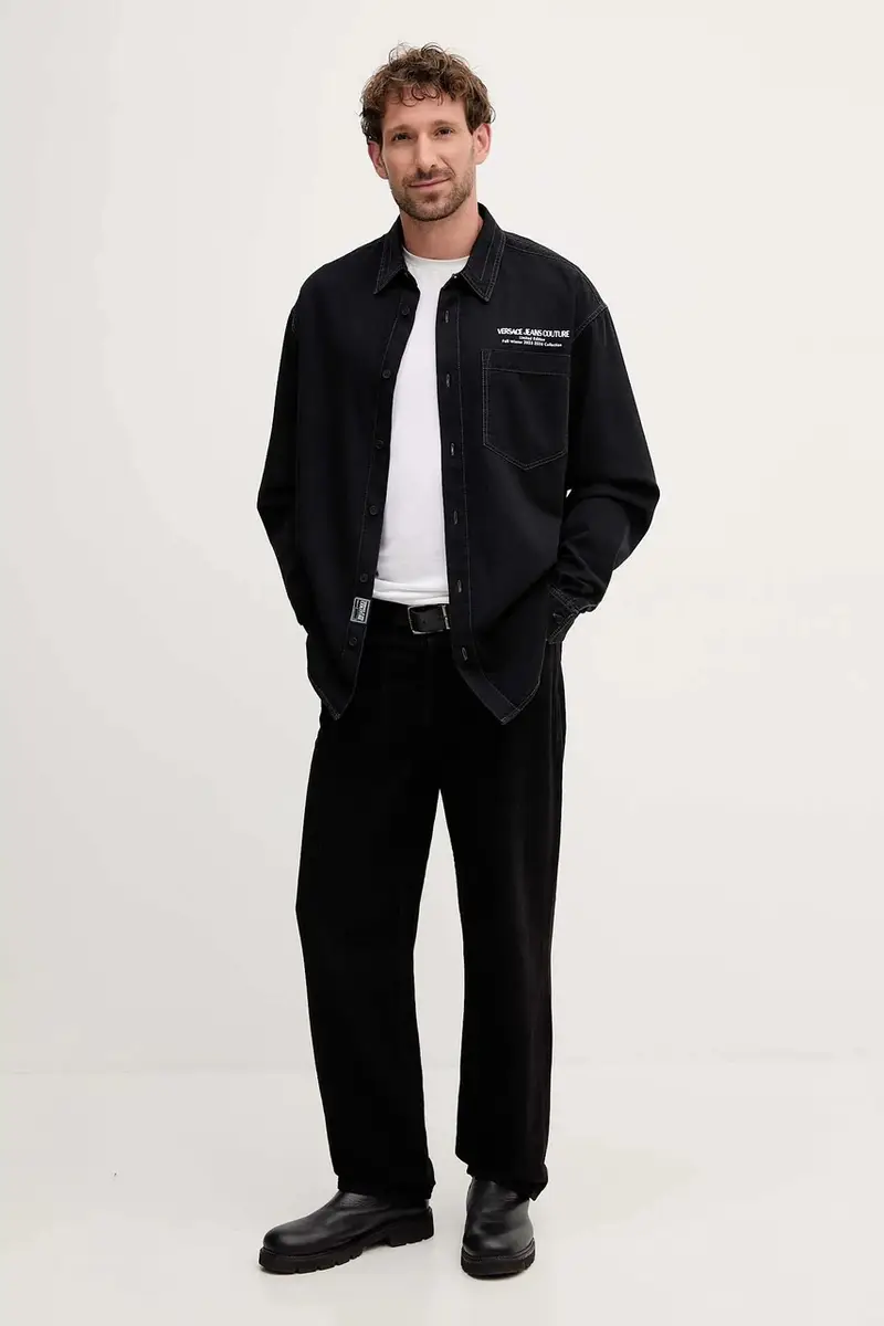 camicia in cotone uomo colore nero 79GAL251 DW118SW0 miniatura 2