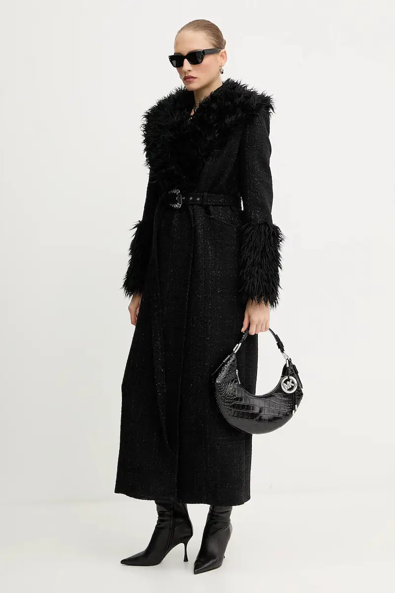 cappotto con aggiunta di lana colore nero 79HAT413 N0539 miniatura 2