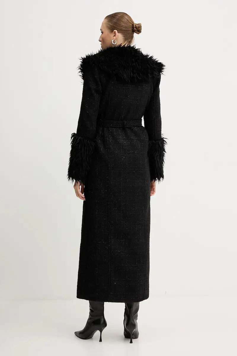 cappotto con aggiunta di lana colore nero 79HAT413 N0539 miniatura 3